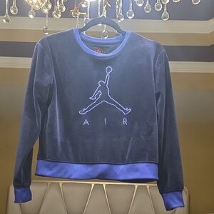 Jordan Kids Velour Sweatshirt in Navy Blue and Purple Size XL 12 to 15 Years Old